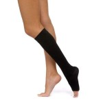 Чулок компрессионный кругловязаный, р. 1 ЧККВ ЦК до колена 2 класс компрессии с открытым мыском черный