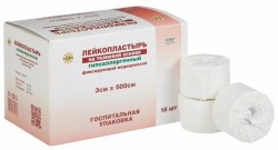 Лейкопластырь фиксирующий, Leiko (Лейко) р. 3смx500см 18 шт на тканевой (хлопковой) основе белый госпитальная упаковка