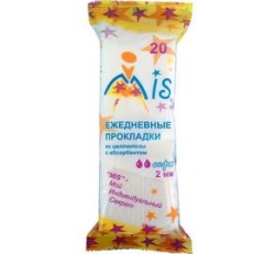 Прокладки женские ежедневные Mis софт целлюлозные с суперабсорбентом 2 мм 2 капли 20 шт.